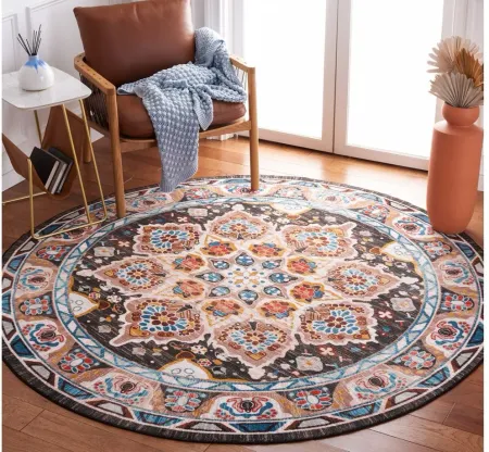Rella Round Area Rug in Beige/Charcoal by Safavieh
