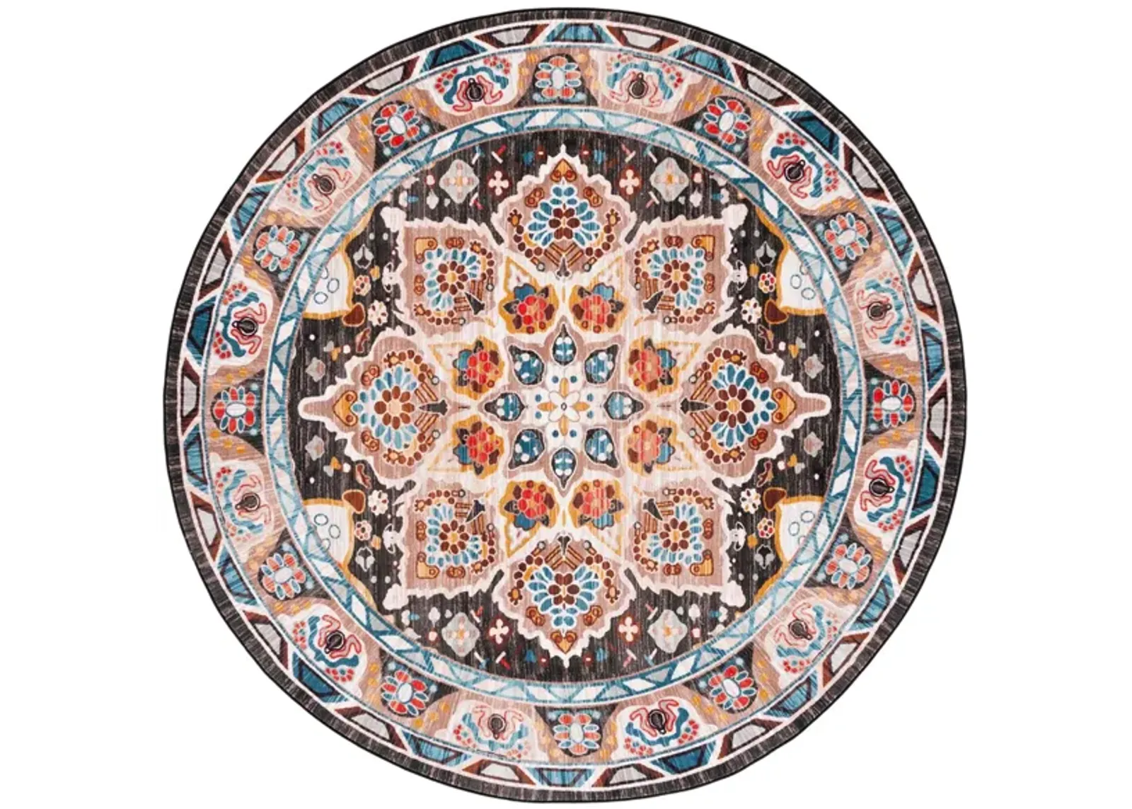 Rella Round Area Rug in Beige/Charcoal by Safavieh