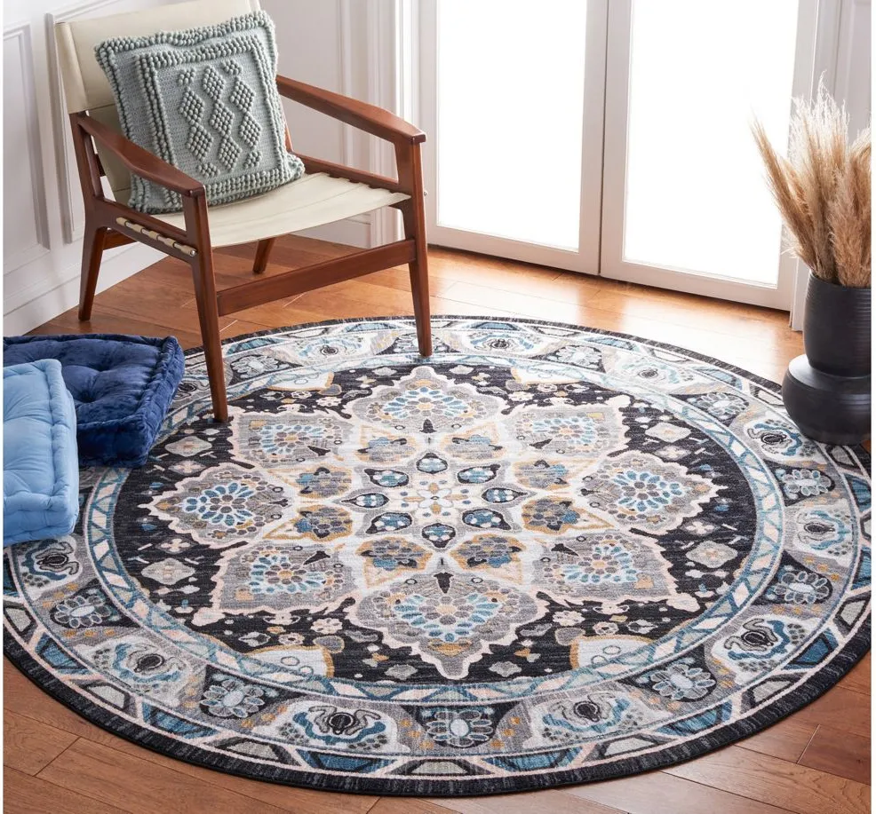 Raleah Round Area Rug in Gray/Light Blue by Safavieh