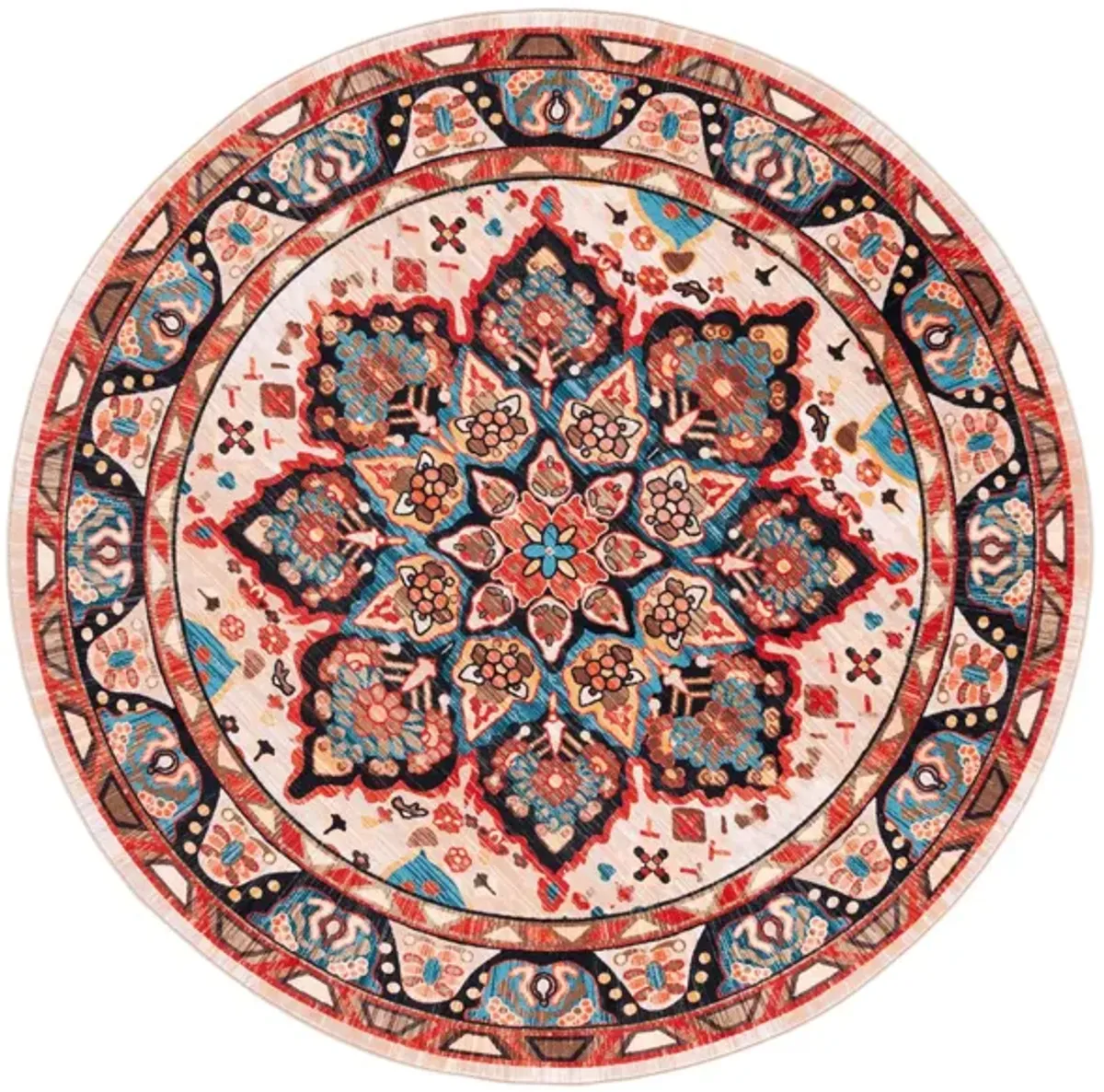 Ronka Round Area Rug in Blue/Beige by Safavieh