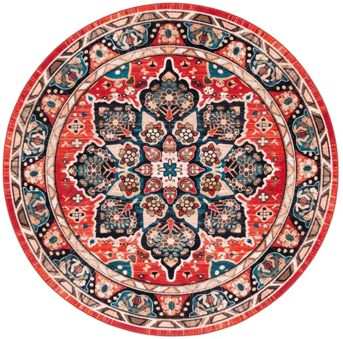 Retlyn Round Area Rug in Black/Red by Safavieh