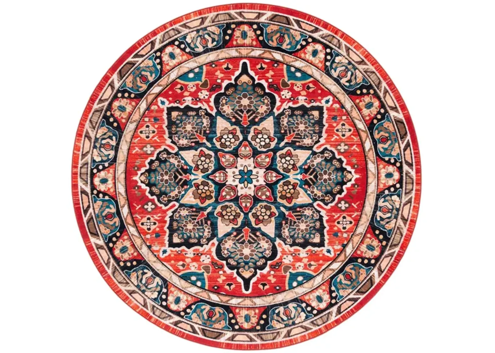 Retlyn Round Area Rug in Black/Red by Safavieh