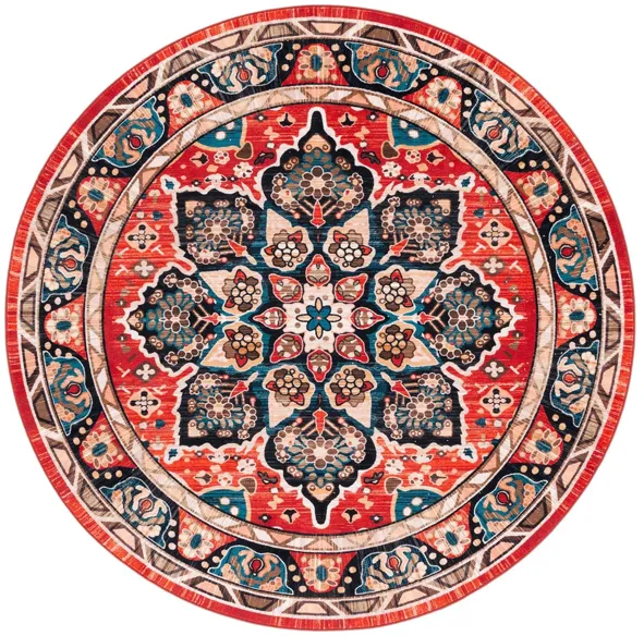 Retlyn Round Area Rug in Black/Red by Safavieh