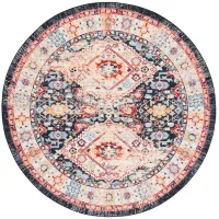 Rensen Round Area Rug in Charcoal/Gold by Safavieh
