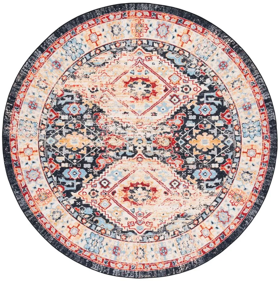 Rensen Round Area Rug in Charcoal/Gold by Safavieh