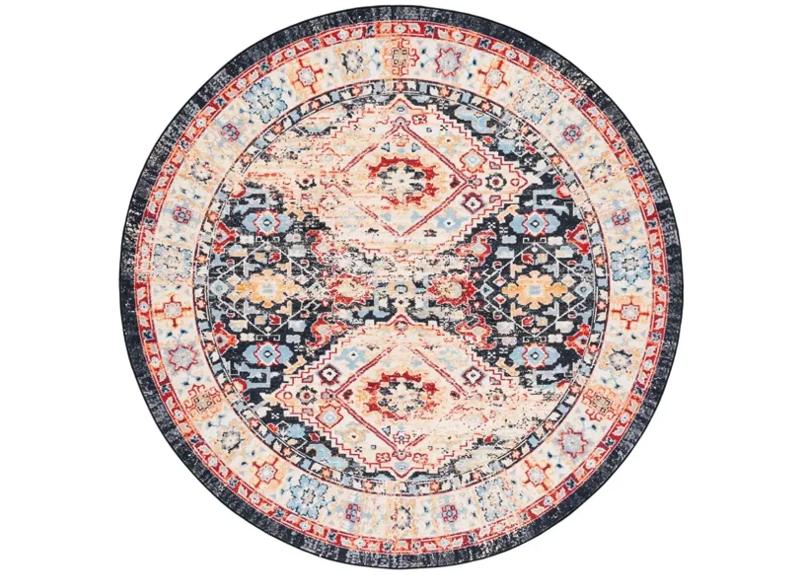 Rensen Round Area Rug in Charcoal/Gold by Safavieh