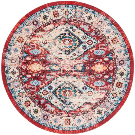 Reevah Round Area Rug in Red/Blue by Safavieh