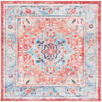 Rika Square Area Rug in Light Blue/Red by Safavieh