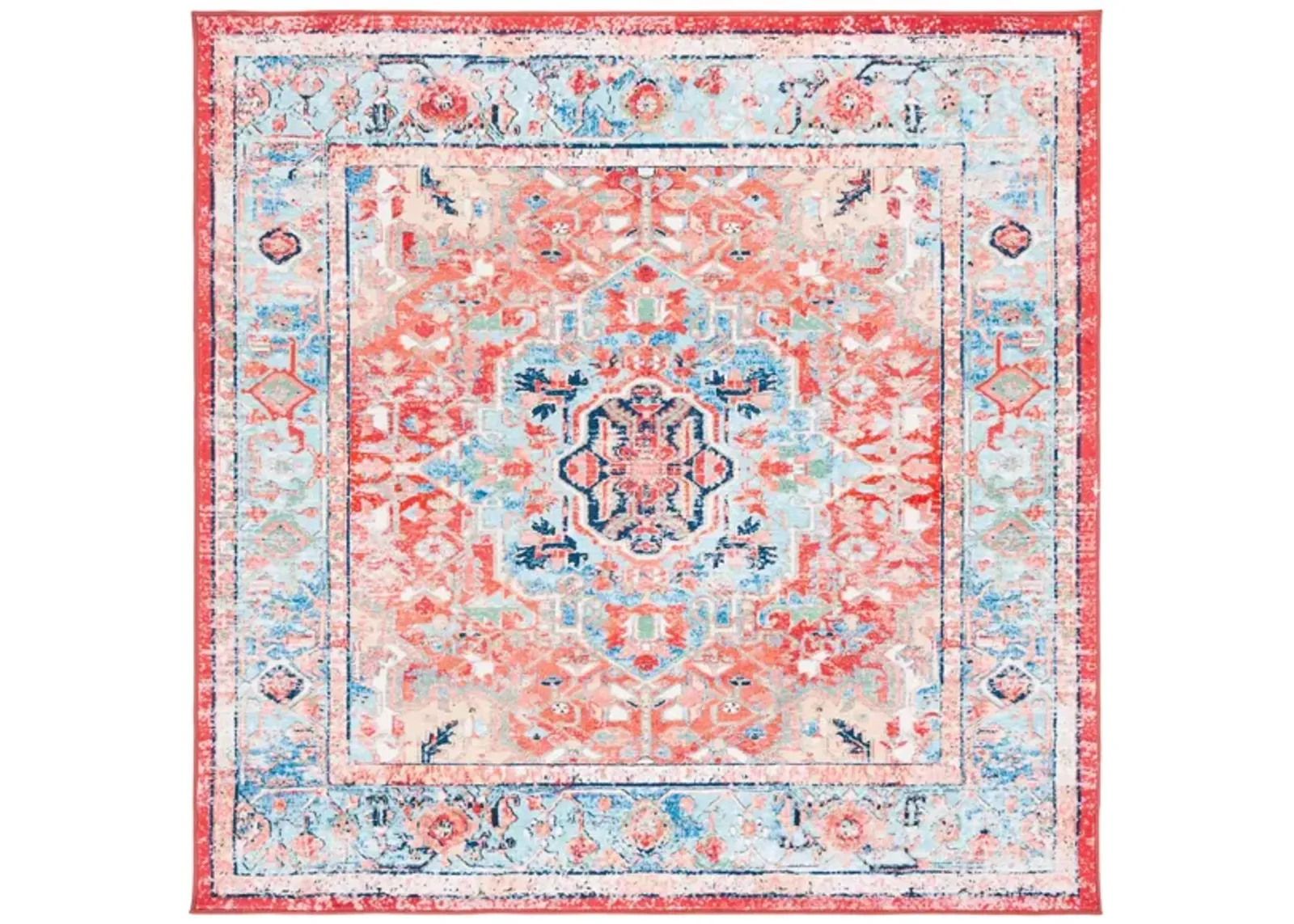 Rika Square Area Rug in Light Blue/Red by Safavieh