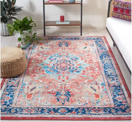 Resba Square Area Rug in Navy/Red by Safavieh