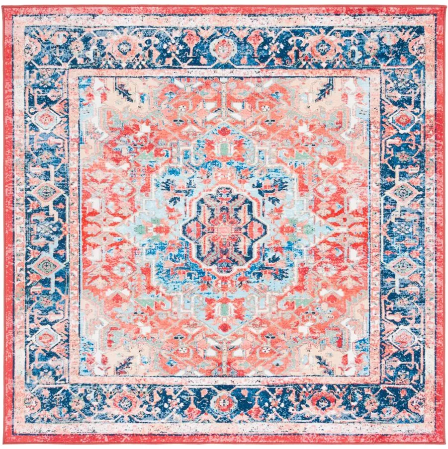 Resba Square Area Rug in Navy/Red by Safavieh
