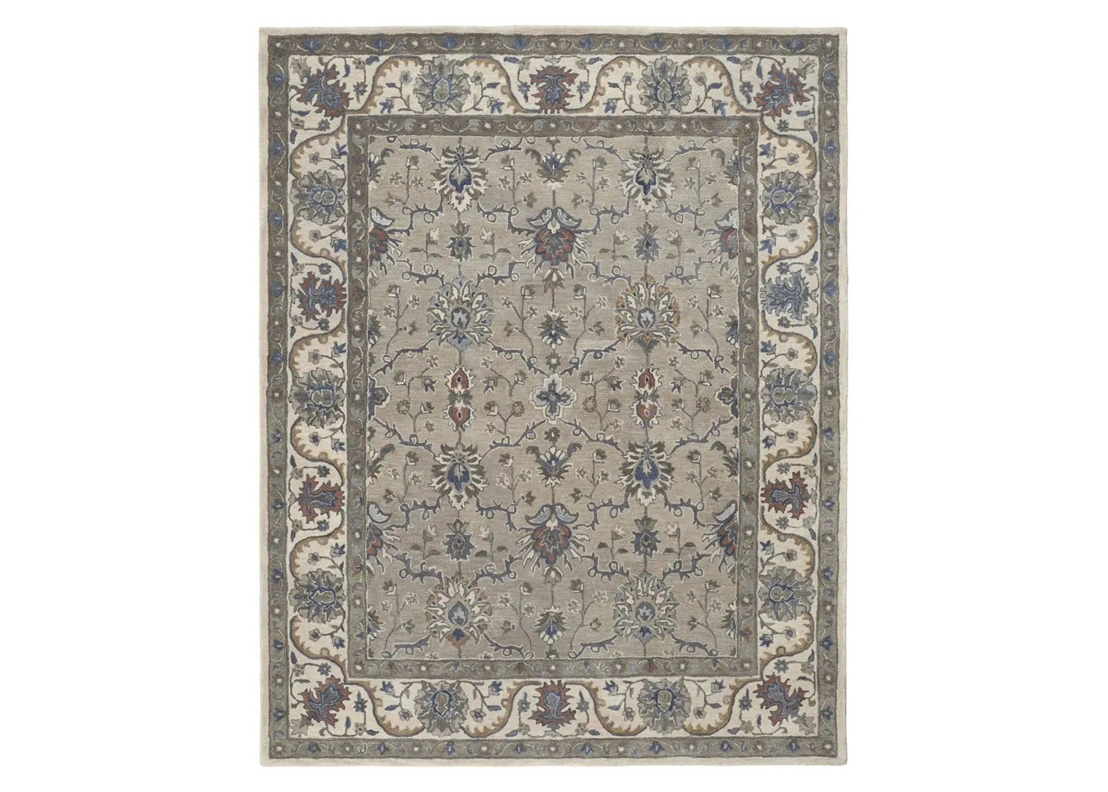 Rylan Tufted Persian Floral Area Rug in Warm Gray by Feizy