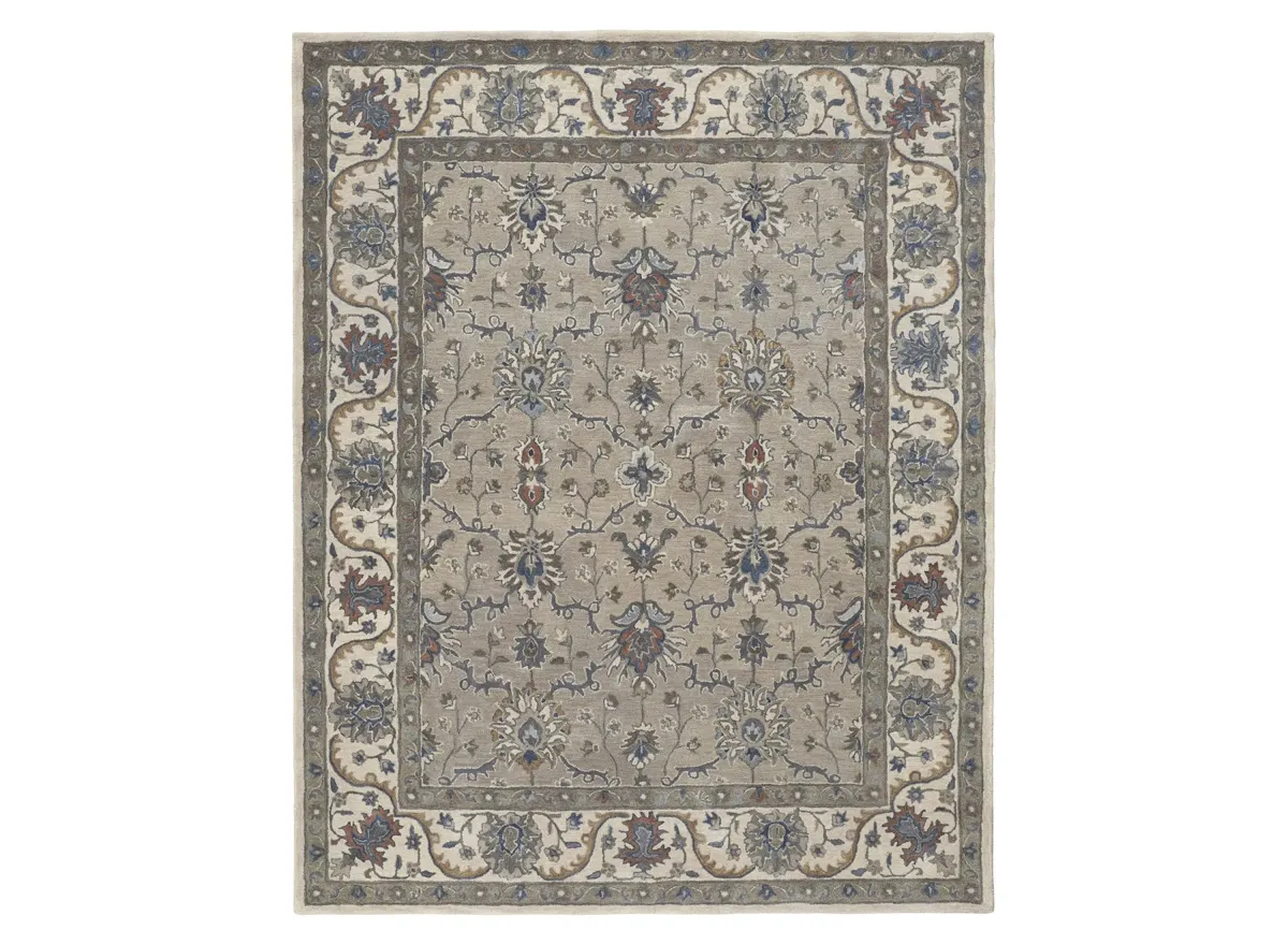 Rylan Tufted Persian Floral Area Rug in Warm Gray by Feizy