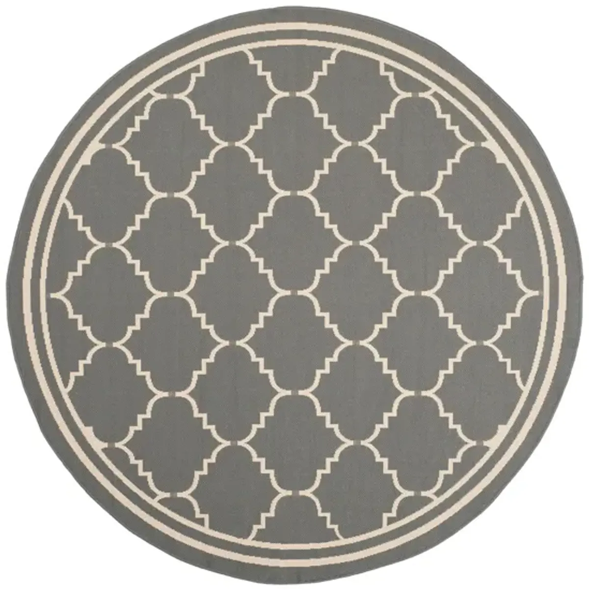 Courtyard Moroccan Indoor/Outdoor Area Rug Round in Gray & Beige by Safavieh