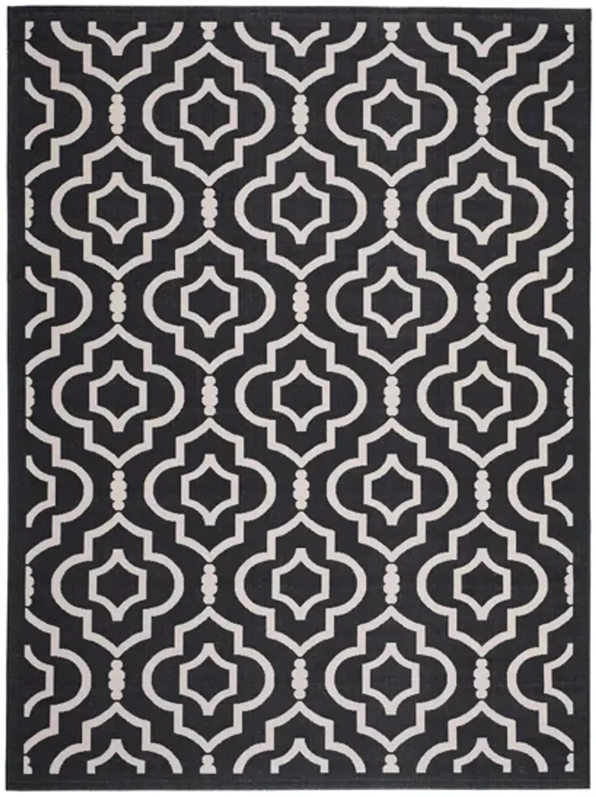 Courtyard Key Indoor/Outdoor Area Rug in Black & Beige by Safavieh