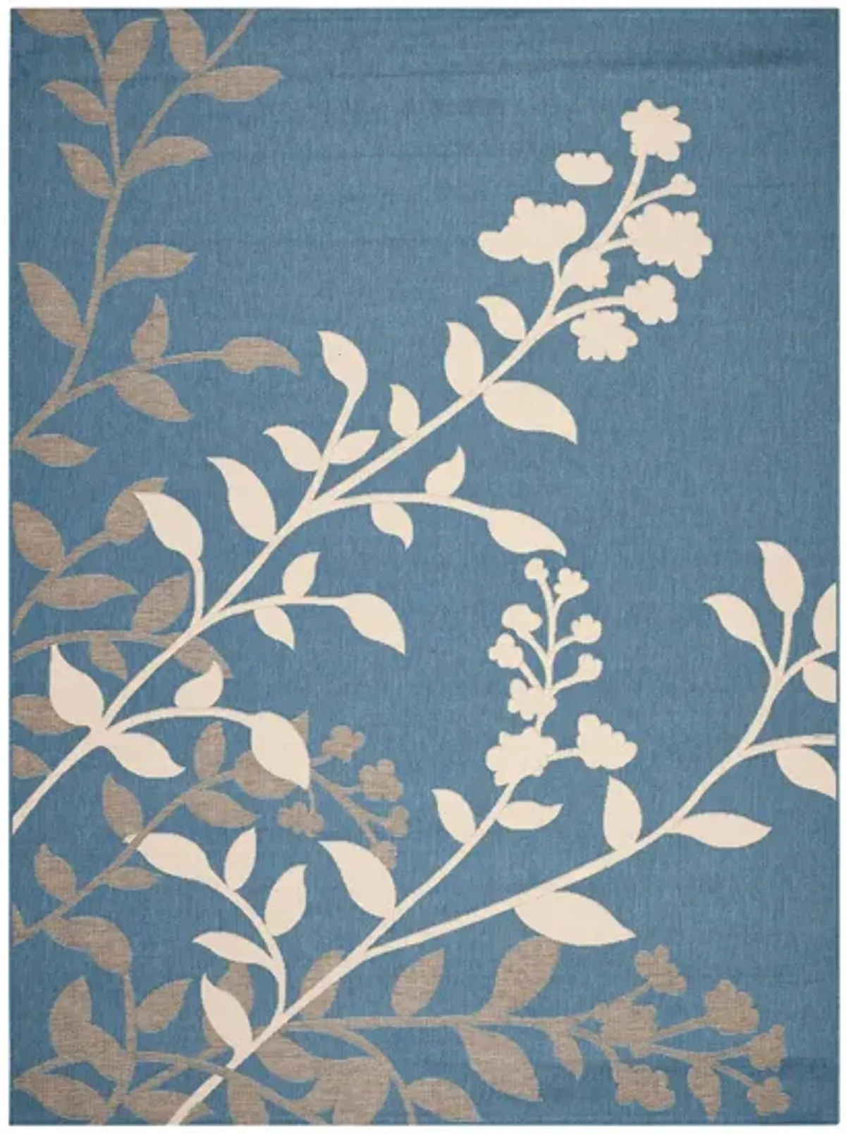 Courtyard Floral Indoor/Outdoor Area Rug in Blue & Beige by Safavieh