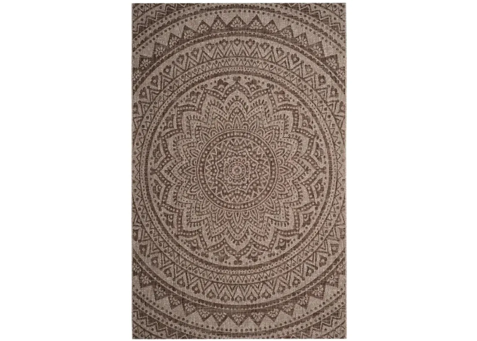 Courtyard Mandala Indoor/Outdoor Area Rug in Light Beige & Light Brown by Safavieh