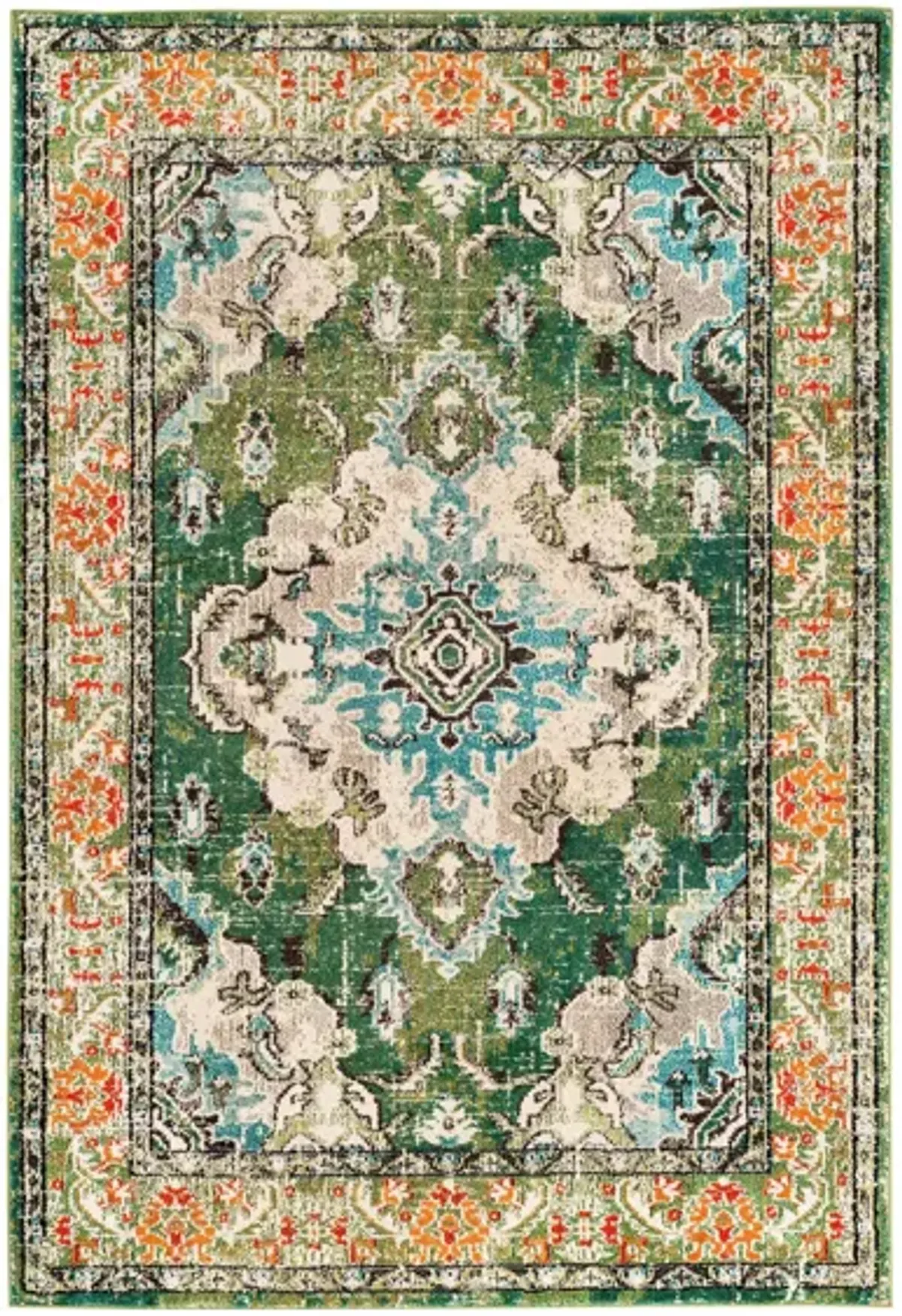 Monaco Area Rug in Forest Green/Light Blue by Safavieh