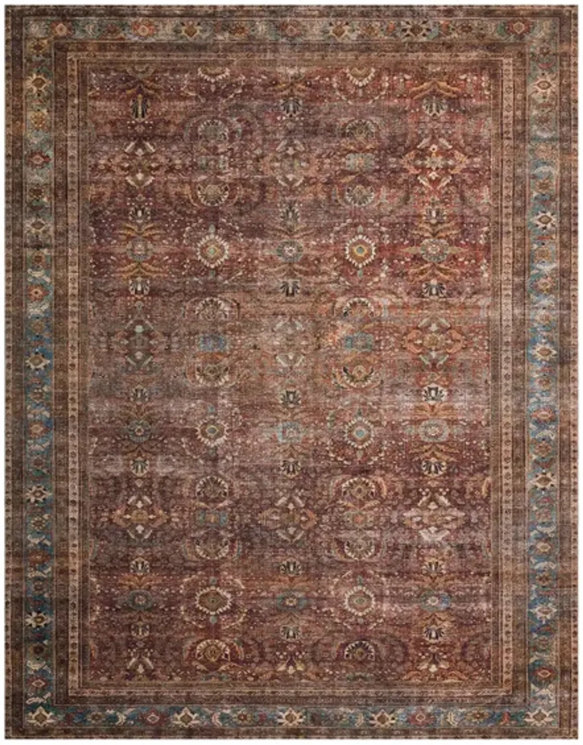 Layla Runner Rug in Brick/Blue by Loloi Rugs