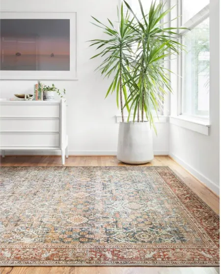 Layla Area Rug in Ocean/Rust by Loloi Rugs