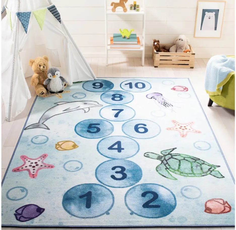 Manlius Kids' Playhouse Rug in Blue/Gray by Safavieh