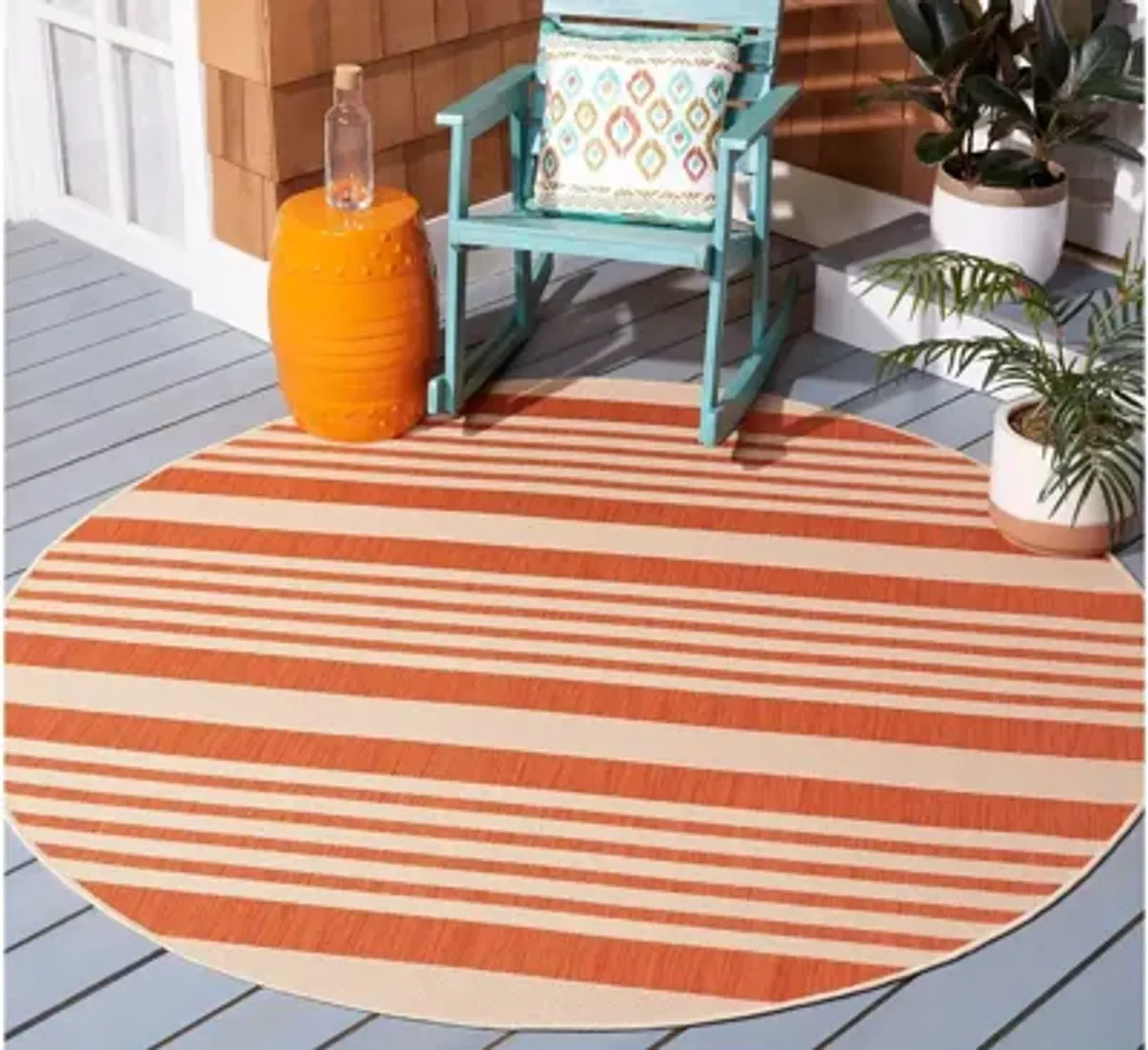 Courtyard Indoor/Outdoor Area Rug Round