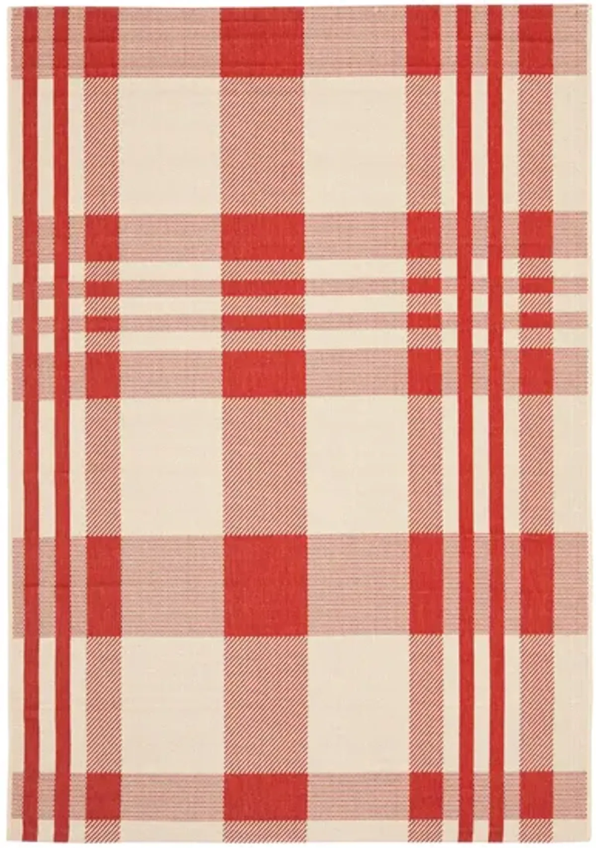 Courtyard Plaid Indoor/Outdoor Area Rug in Red & Bone by Safavieh