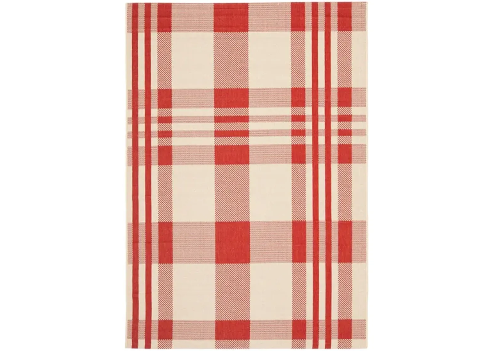 Courtyard Plaid Indoor/Outdoor Area Rug in Red & Bone by Safavieh