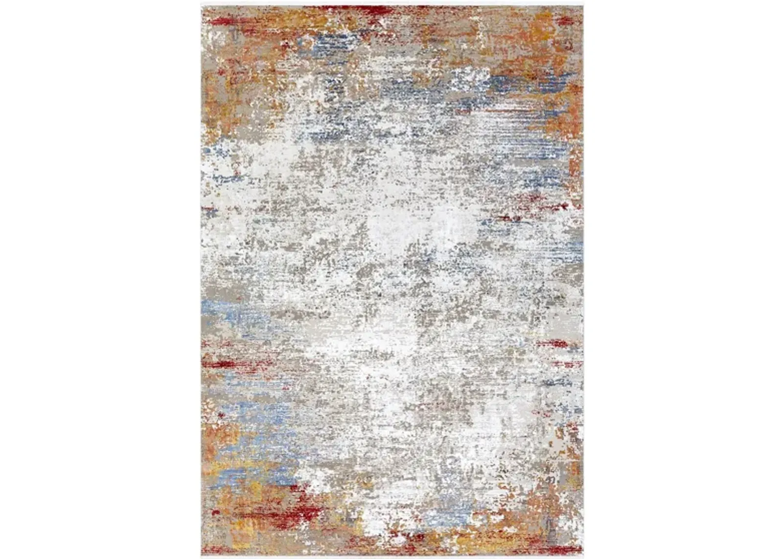 Solaris Autumn Rug in Burnt Orange, Bright Yellow, Bright Red, Sky Blue, White, Taupe, Medium Gray by Surya