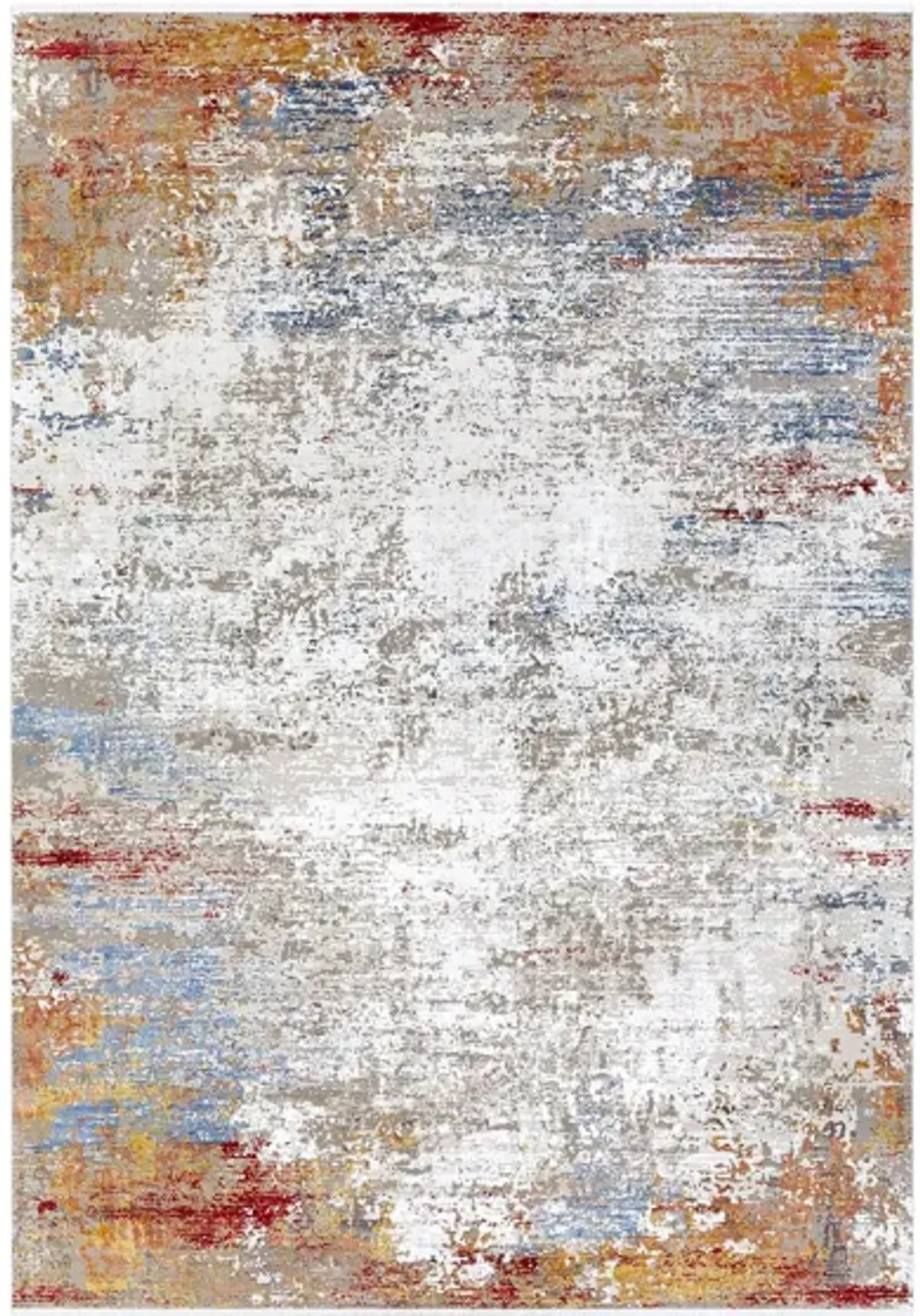 Solaris Autumn Rug in Burnt Orange, Bright Yellow, Bright Red, Sky Blue, White, Taupe, Medium Gray by Surya