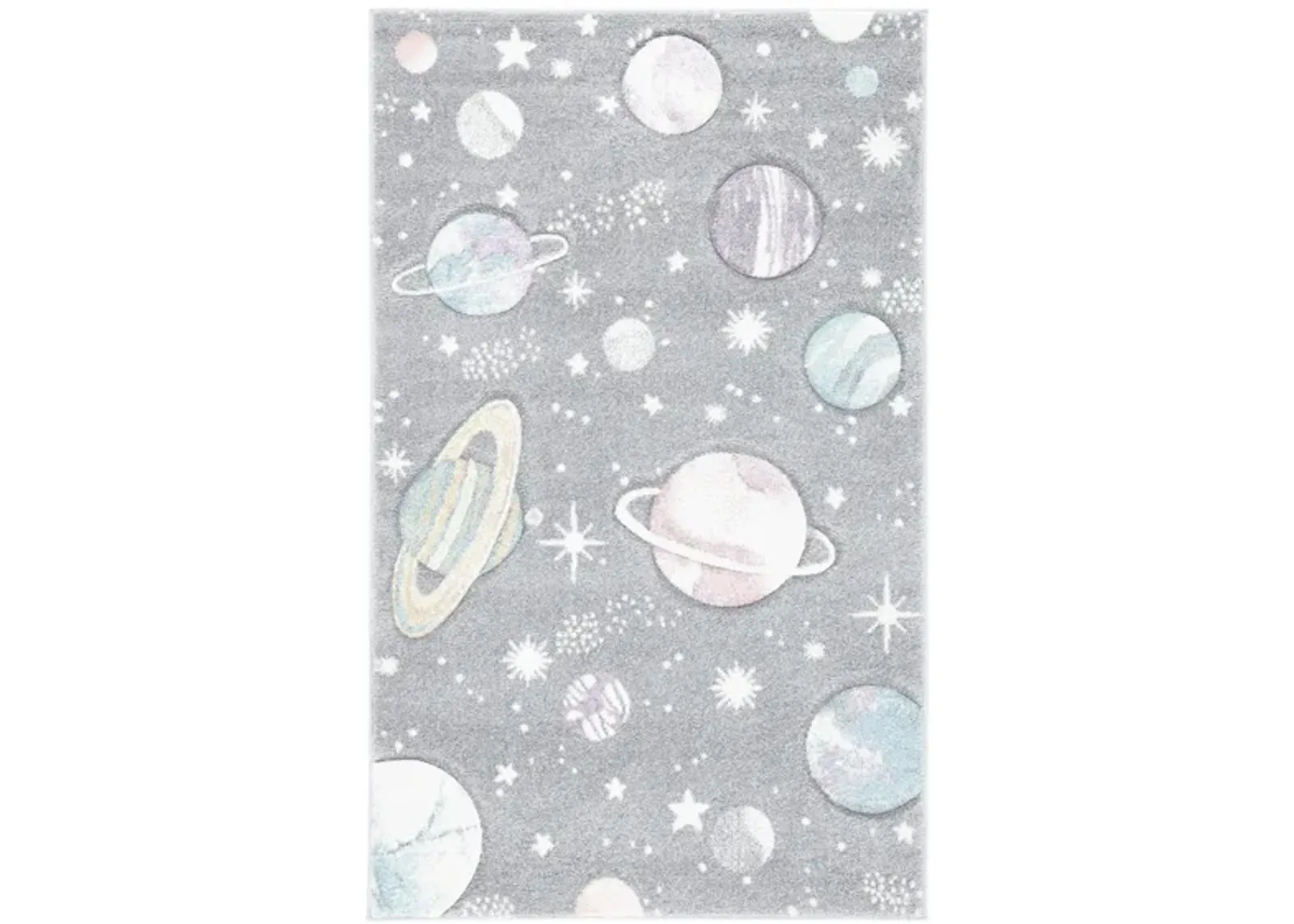 Carousel Planets Kids Area Rug in Gray & Lavender by Safavieh