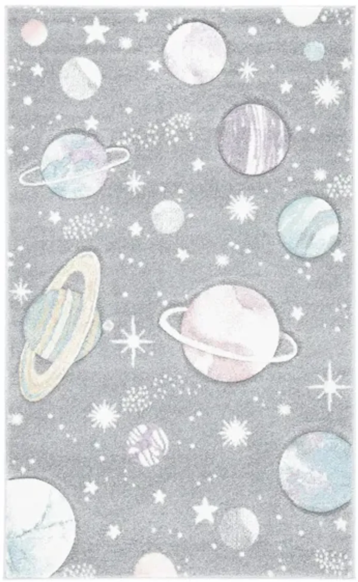 Carousel Planets Kids Area Rug in Gray & Lavender by Safavieh