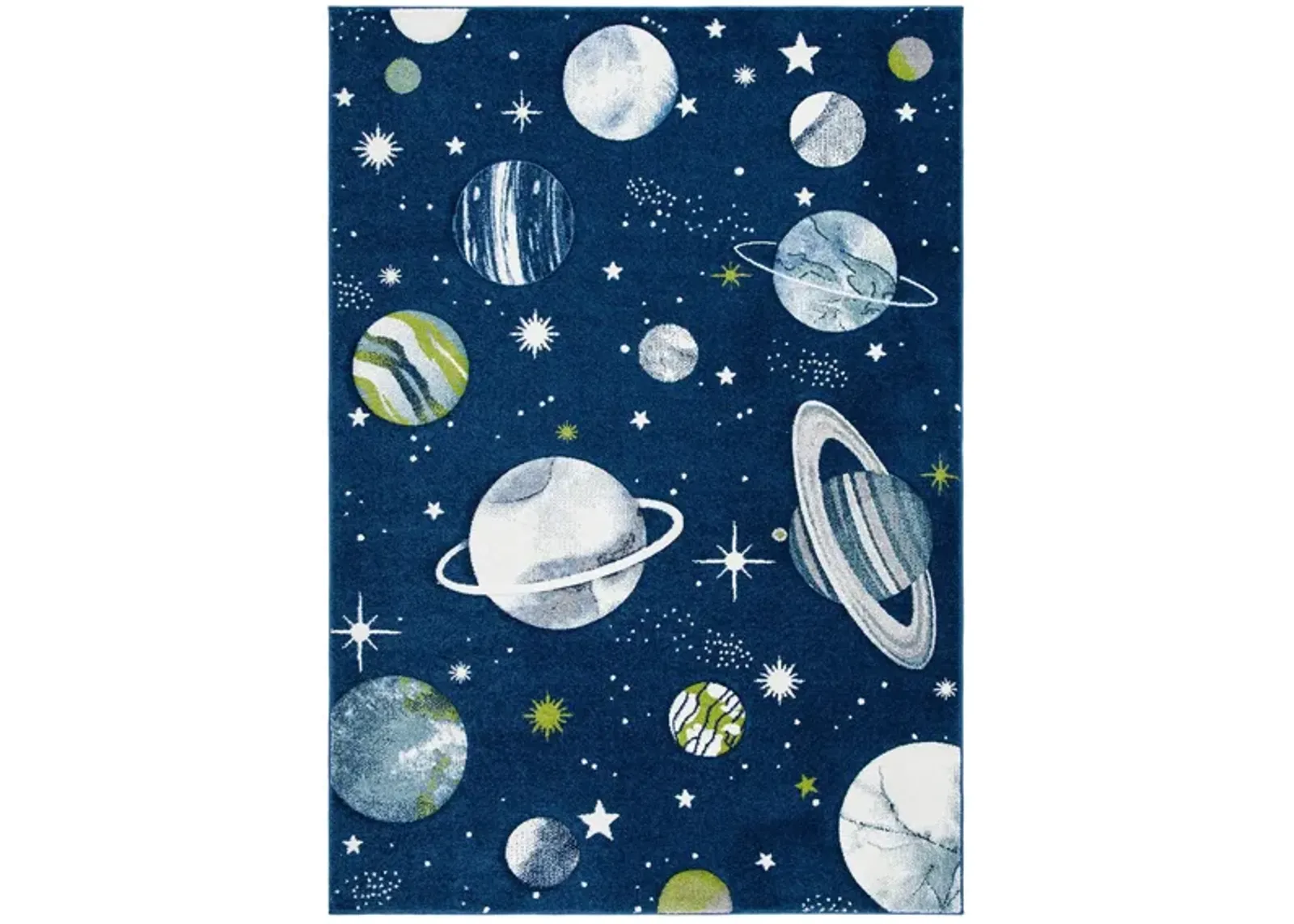 Carousel Planets Kids Area Rug in Navy & Ivory by Safavieh