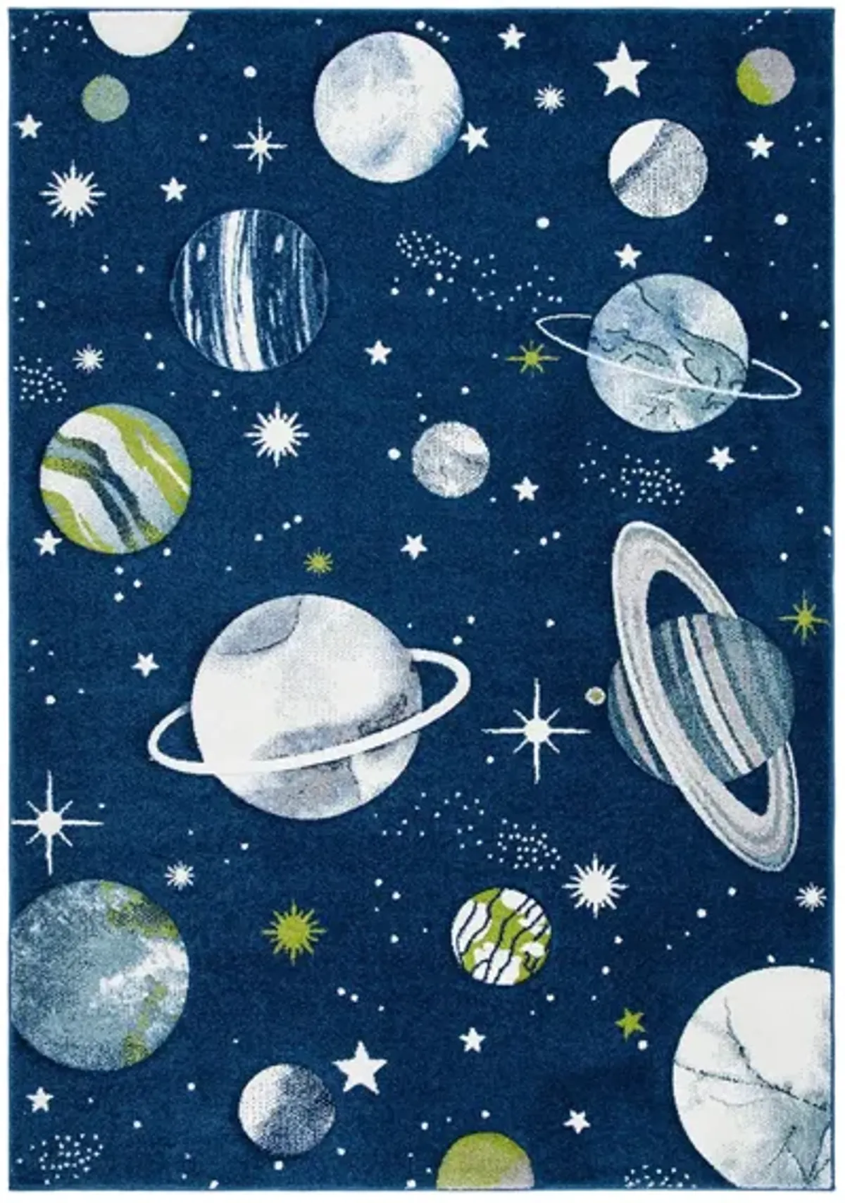 Carousel Planets Kids Area Rug in Navy & Ivory by Safavieh