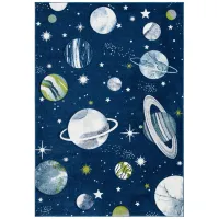 Carousel Planets Kids Area Rug in Navy & Ivory by Safavieh