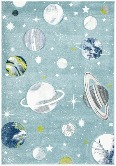 Carousel Planets Kids Area Rug in Teal & Ivory by Safavieh