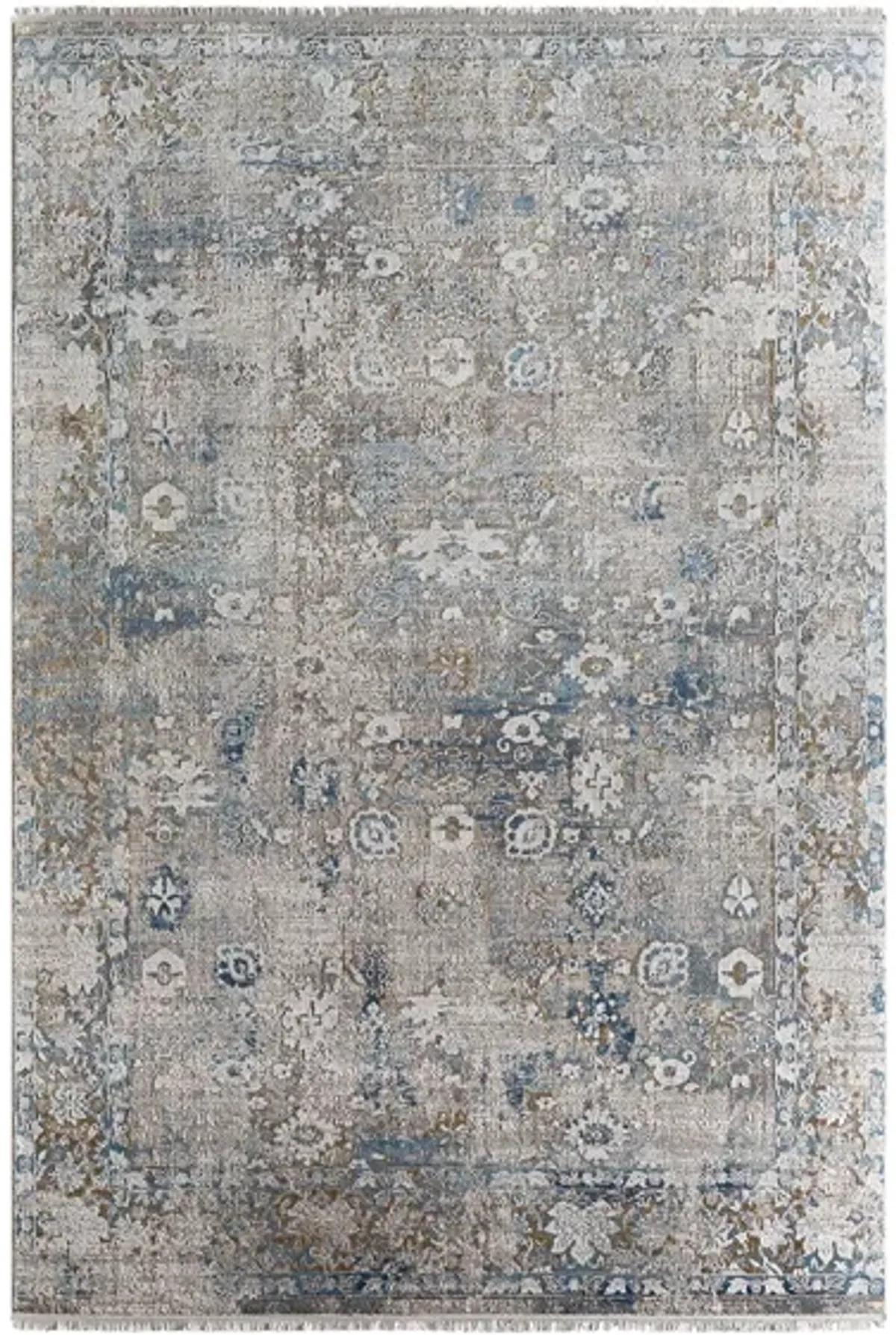 Solaris Sapphire Rug in Sky Blue, Dark Blue, Taupe, Medium Gray, Light Gray, White, Bright Yellow by Surya