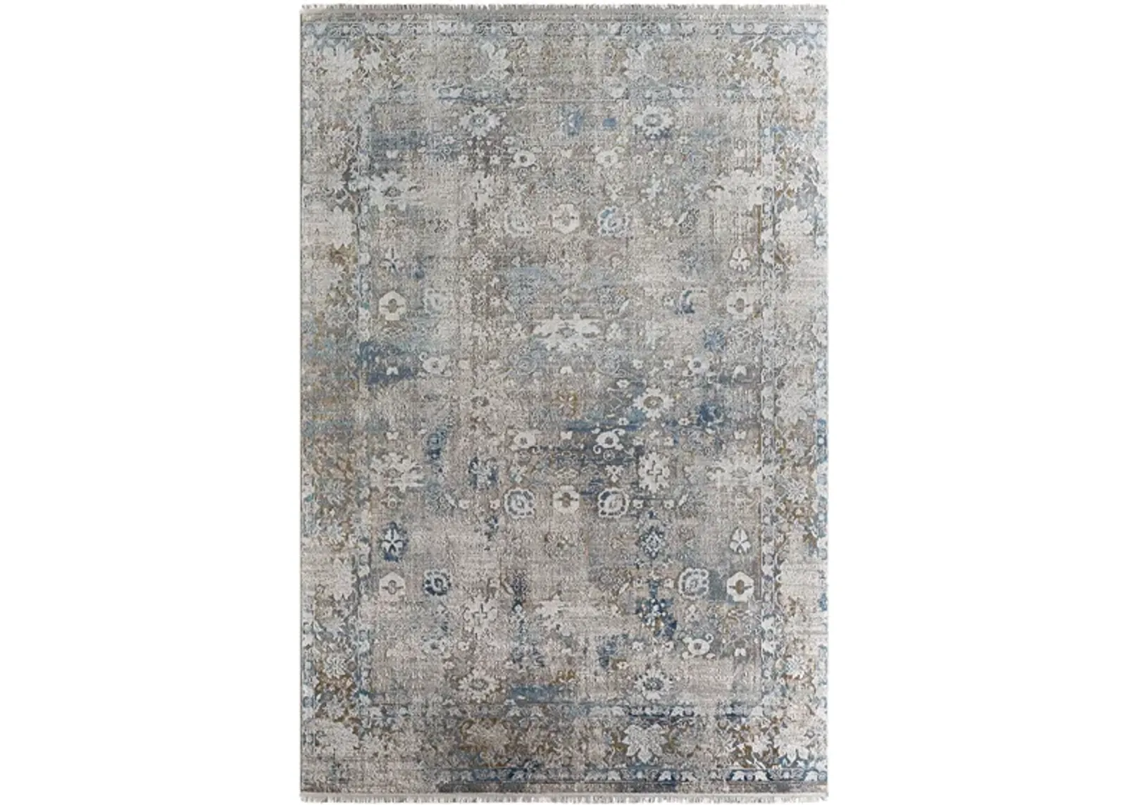 Solaris Sapphire Rug in Sky Blue, Dark Blue, Taupe, Medium Gray, Light Gray, White, Bright Yellow by Surya