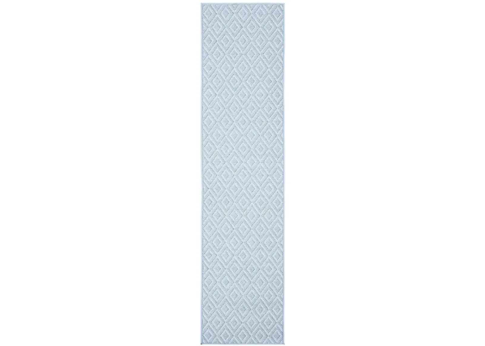 Bermuda Tight Diamond Indoor/Outdoor Runner Rug in Light Blue & Cream by Safavieh