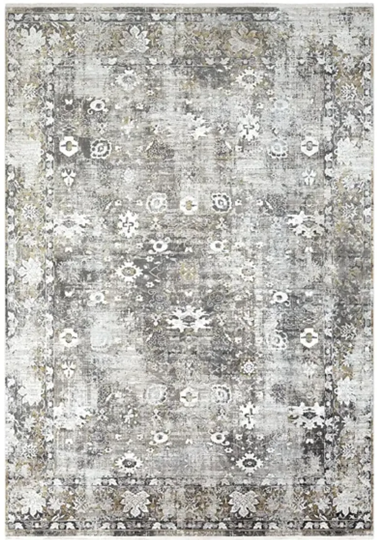 Solaris Desert Rose Rug in Charcoal, Taupe, Medium Gray, Bright Yellow, White, Light Gray by Surya