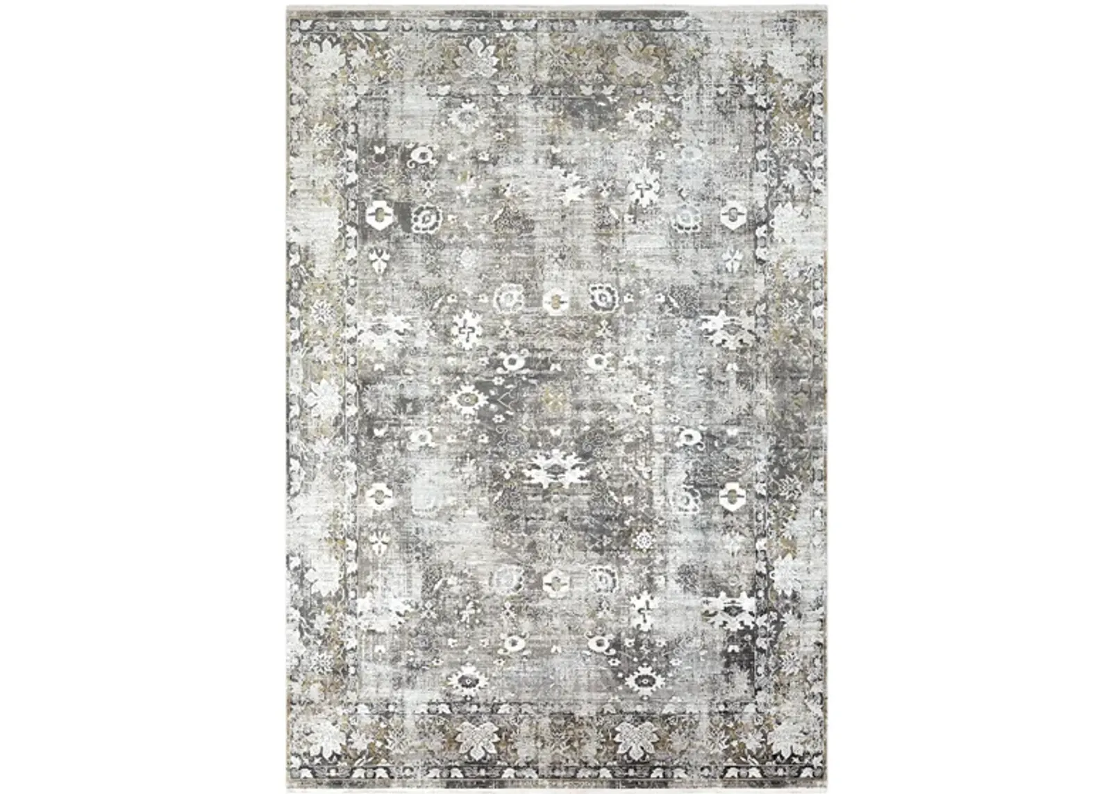 Solaris Desert Rose Rug in Charcoal, Taupe, Medium Gray, Bright Yellow, White, Light Gray by Surya