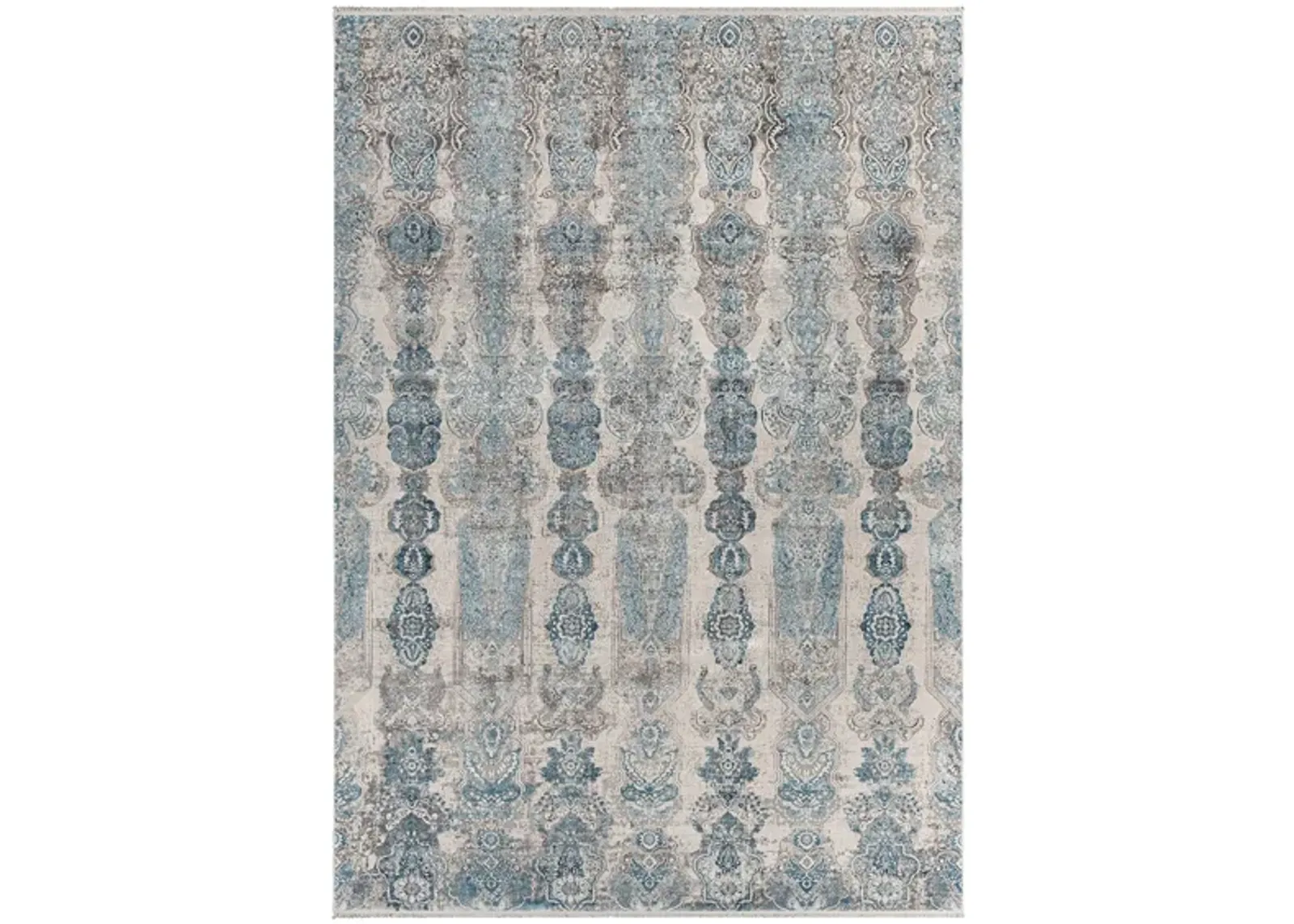 Solaris Aquamarine Rug in Medium Gray, Aqua, Dark Blue, Light Gray, Ivory, Charcoal by Surya