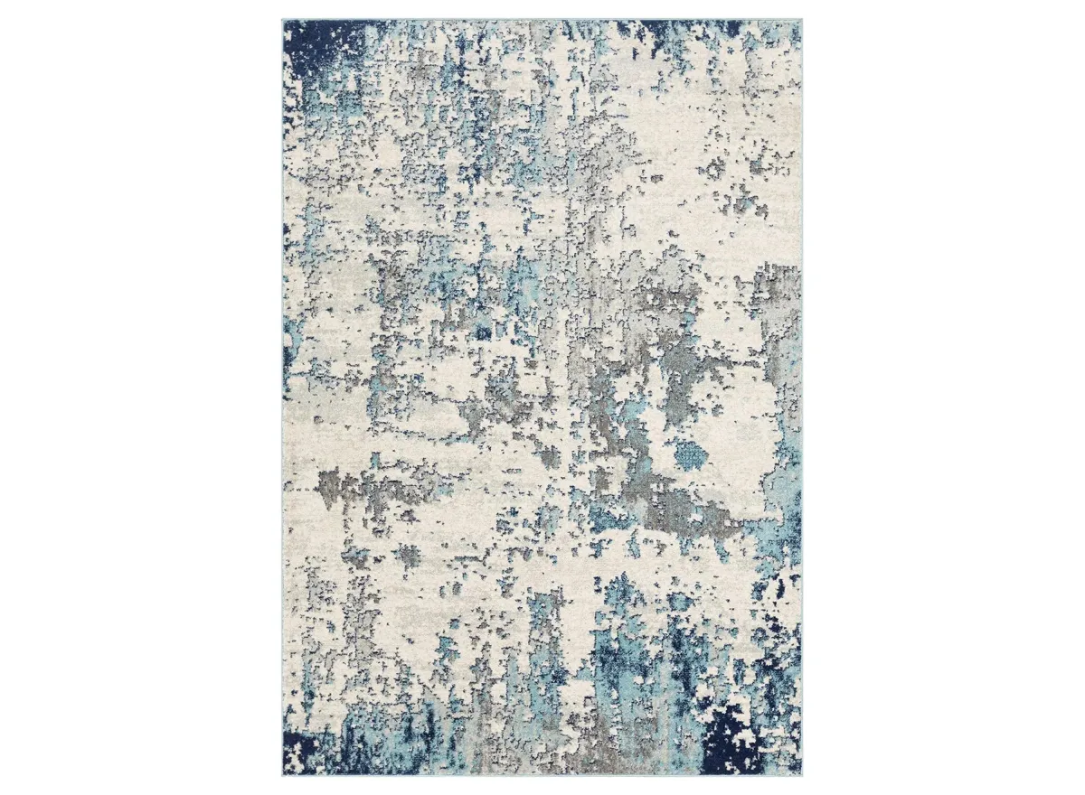 Sunderland Rug in Navy, Aqua, Light Gray, White, Medium Gray by Surya