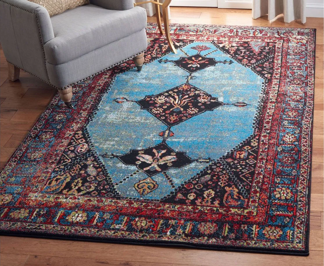 Vintage Hamadan I Area Rug in Red & Light Blue by Safavieh