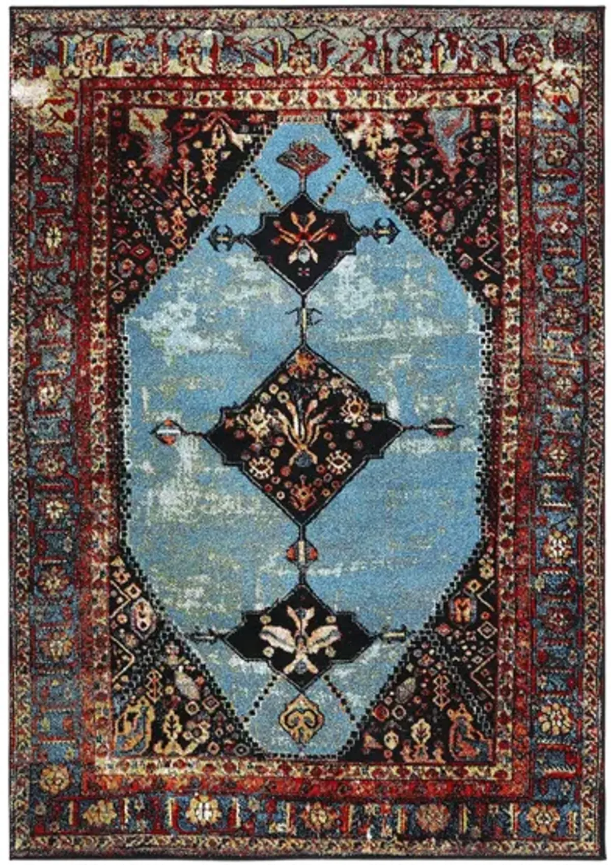 Vintage Hamadan I Area Rug in Red & Light Blue by Safavieh