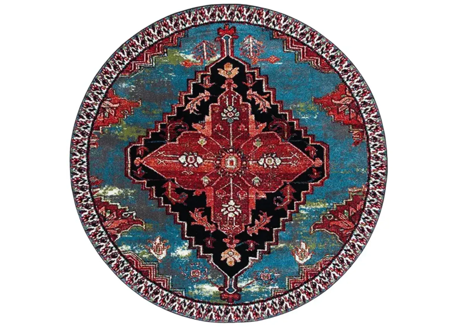 Vintage Hamadan II Area Rug in Blue & Red by Safavieh