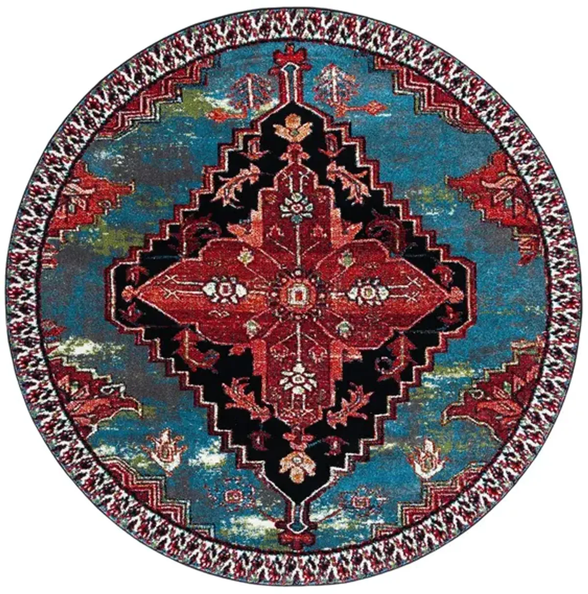 Vintage Hamadan II Area Rug in Blue & Red by Safavieh