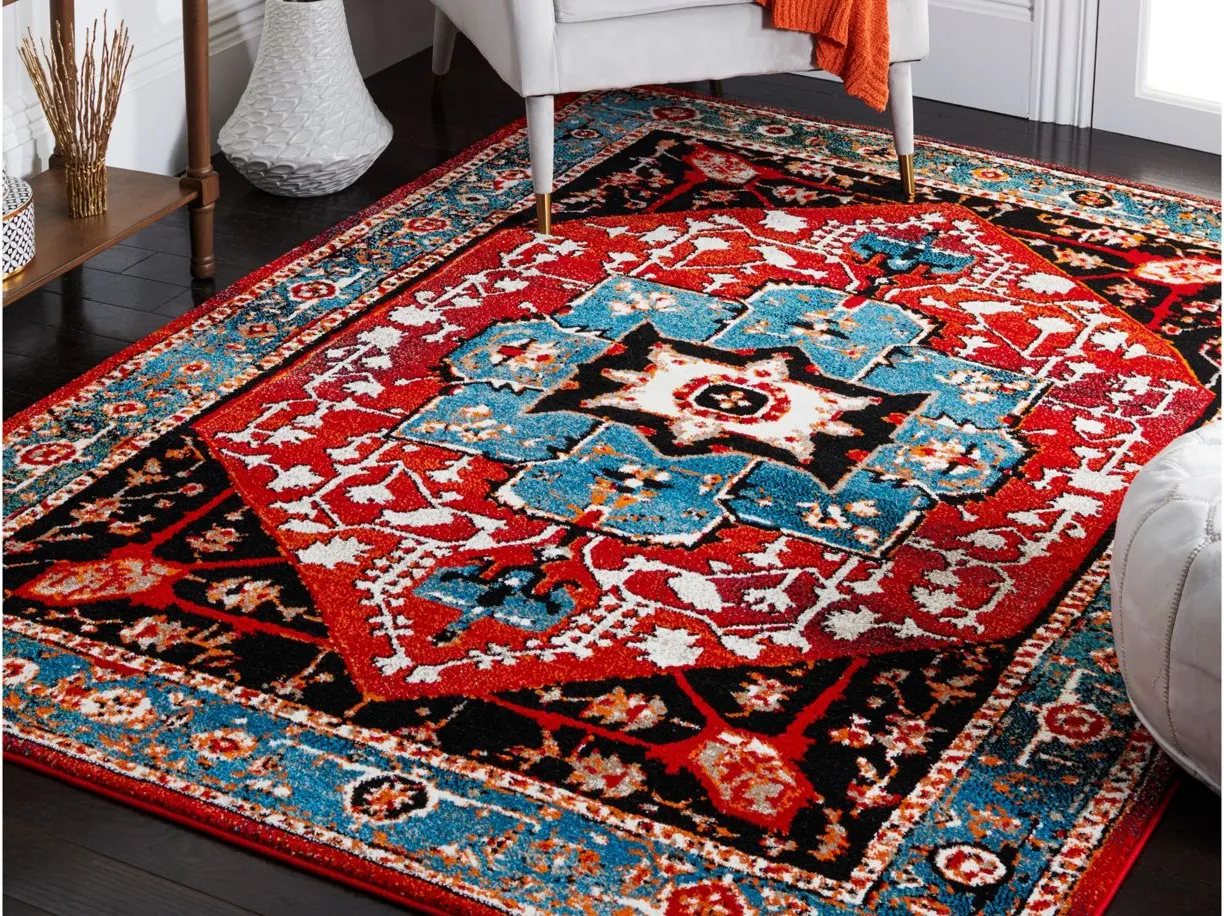 Vintage Hamadan III Area Rug in Blue & Red by Safavieh