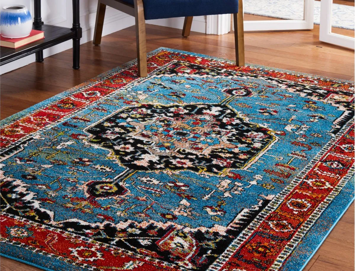 Vintage Hamadan IV Area Rug in Blue & Red by Safavieh