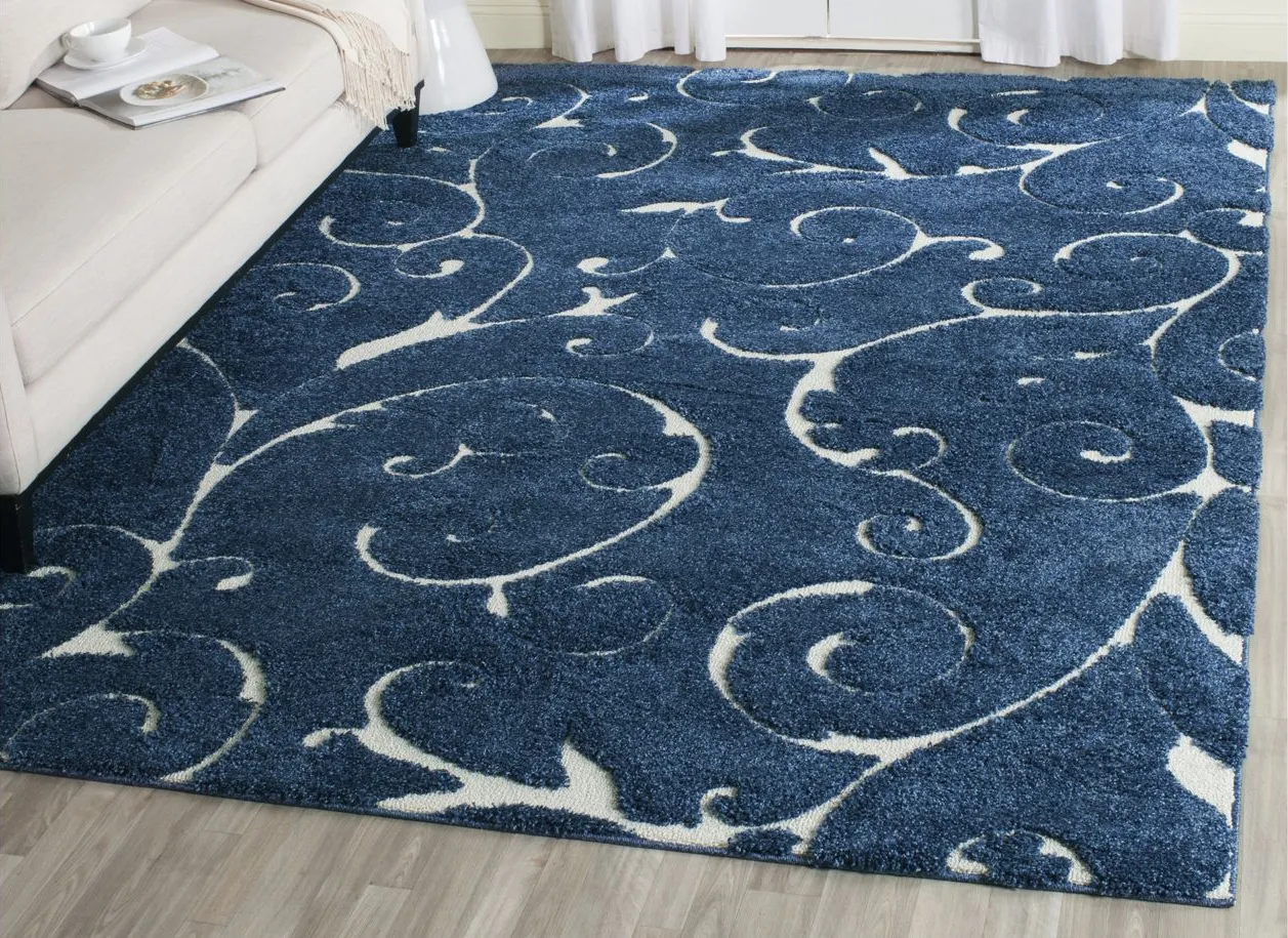 Florida Shag Area Rug in DarkBlue/Cream by Safavieh